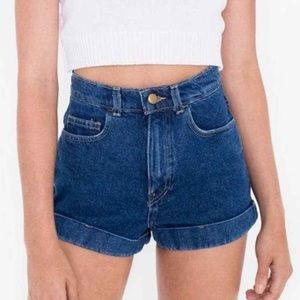 American Apparel cuffed high-waisted jean shorts